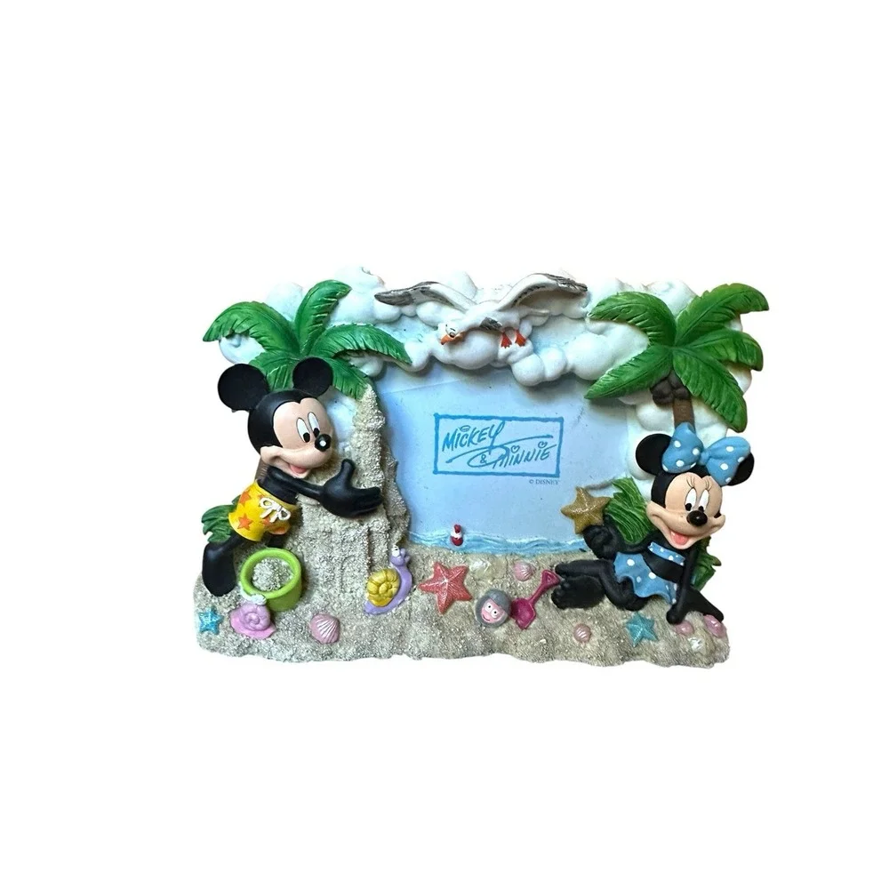 Disney Mickey & Minnie Mouse 3D Photo Picture Frame At Beach With Sand Castle